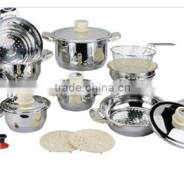 High Quality cooking pots 18pcs stainless steel thermometer cookware set