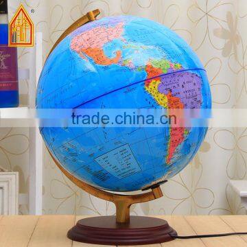 32cm PVC World Globe Plastic Globe Iron Ruler Wooden Base Administative Map Globe