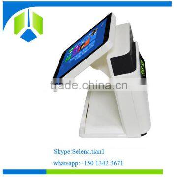 Newest design 15 inch big pos machine Touch Windows Pos with digital customer screen-----Gc066