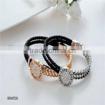 Alloy plating round black diamond rope bracelet