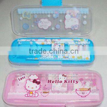 Custom kids pencil case/mini plastic pencil box/cheap plastic pencil case KT02