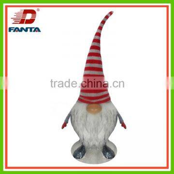 Fancy cutie metal santa with cloth hat for Christmas decoration