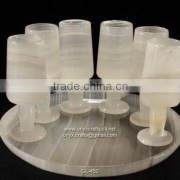 White Onyx Champagne Glass Set of 6pc