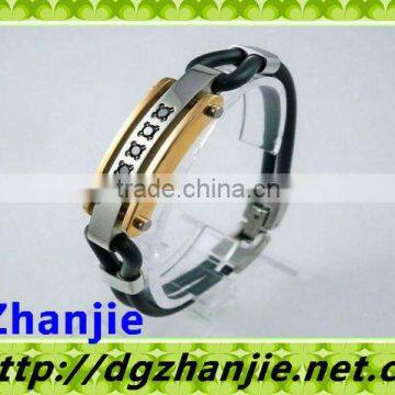 2013 hot sale cool mens silicone steel bracelets #17004-1