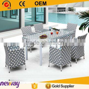 Restaurant 6 seater Garden Plastic Rattan Furniture Dining Set Dining Tables and Chairs                        
                                                Quality Choice
