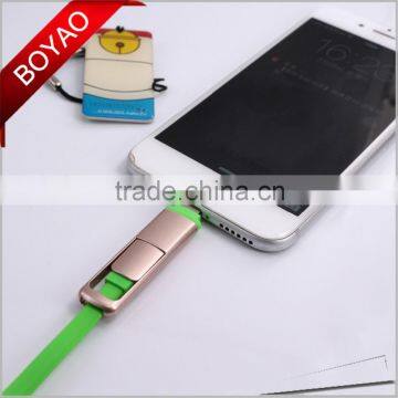 2016 Hotsell New Style universal micro usb cable, 2 in 1 retractable micro usb cable for Iphone & for Samsung