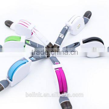 Flat extension retractable mini usb cable for charger