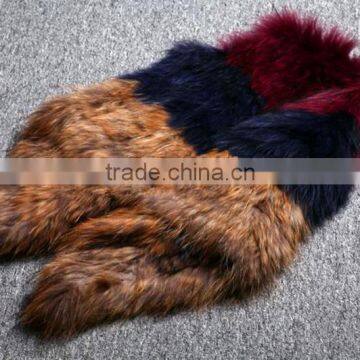 Factory Direct Sale Three Contrast Colors Knitted Raccoon Fur Vest Sleeveless for Elegant Women