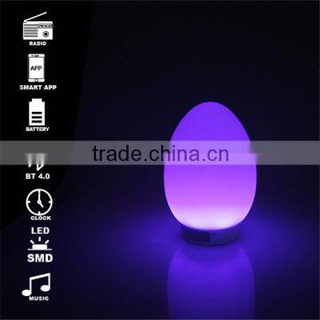 egg shape stereo mini table lamp with color changing app smart speaker