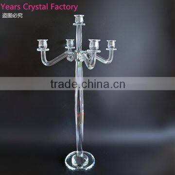 Glass Votive Candelabra for Wedding Crystal Candelabra Centerpieces With Cylinder Hurricanes 5 Arms photo-2