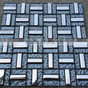 cheap glass electroplate mosaic tile for home interior decoration /wallpapers(PMGRL033)