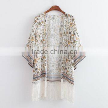 L041 Custom Printed Design Kimono Hot Japanese Sex Girl Fringe Kimono Wholesale 2016