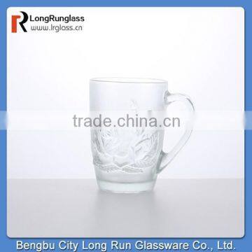 LongRun classical shape frosted beer glass mug with flower engraved design