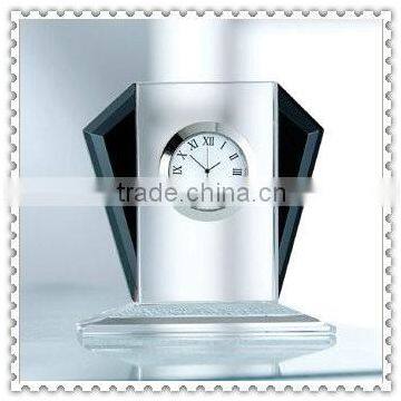 Crystal Plaque Blank Clock With Black Wings For Wedding Souvenir Gifts