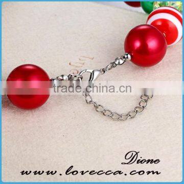 Colorful Glass Bead Handmade Christmas Adjustable Size Bracelet With Snowman Hat
