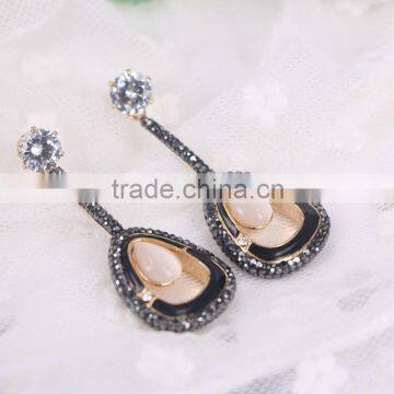 Gold Stud Earrings, Cello Shape Crystal Zircon Earring Brass Golden Earring Jewelry photo-3