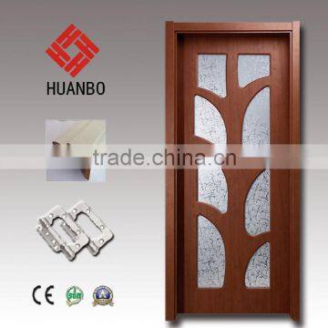 2015 Cheap Wood Pvc Coated Wood Door Wooden Glass Insert Doors for Living Room