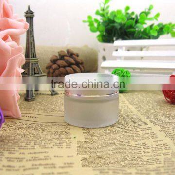 Hot sale frosted glass jar cosmetic with aluminum lid and glass bottle cosmetic morocco for facial skin care