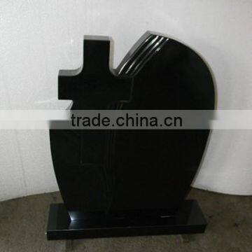 chinese natural stone cross dark black granite tombstone black headstone