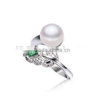 heavy design white gold moti wedding pearl diamond rings