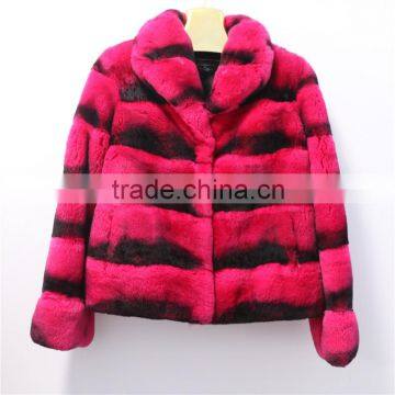 2016 new factory price chinchilla rex rabbit fur coat