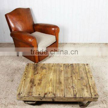 Small Coffee Table and Leather single seater sofa , Coffee table on wheels with living room chair