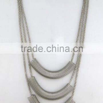 New arrival texture silver multi string circle necklace