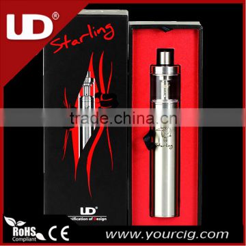 China ecig supplies UD starling 1600 mah e-cig mechanical mod 0.5ohm 1.8 ohm occ