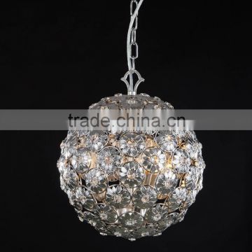 3 Light Wrought Iron Fancy Round Ball Electrolytic Slivery Crystal Chandelier