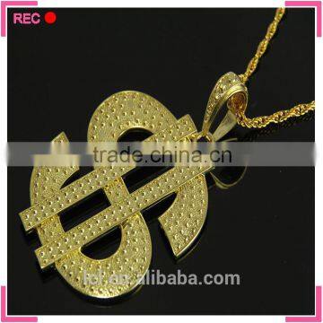 Fashionable new design women necklace, dollar shaped pendant imitation gold necklace designs girls