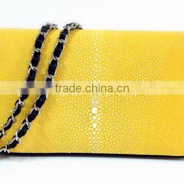 MODERN LADIES BAGS, STINGRAY SHOULDER BAGS WITH NON RUSTY CHAIN SHOULD STRAP, HIGH QUALITY GENUINE SAND POLISHED STINGRAY BAGS