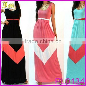 Chevron Maxi Colorblock Long Dress - 3 Colors Muslim Long Umbrella Dress in Malaysia