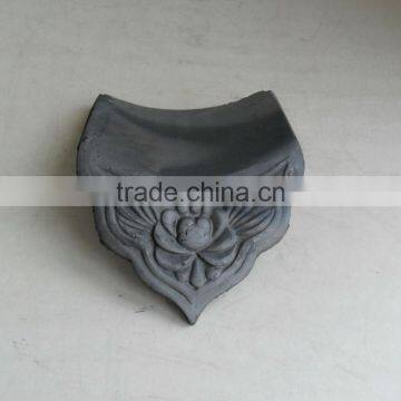 Matt surface flower pattern Chinese roof tiles grey