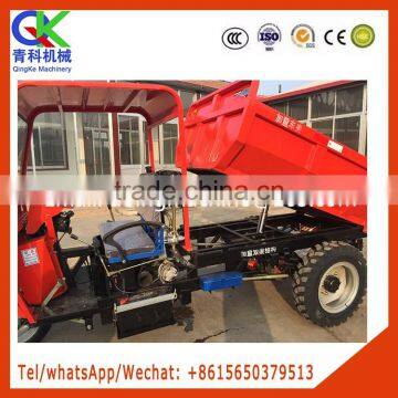 Weighted double beam engineering three-wheeler together with hydraulic jacking