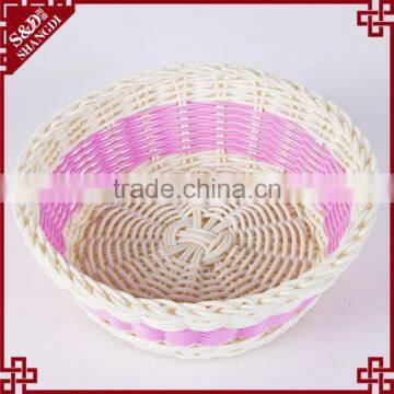 S&D Eco-friendly Small Hot Sale Colorful pe Rattan Handcrafts Durable Round Wicker Fruit Baskets photo-2