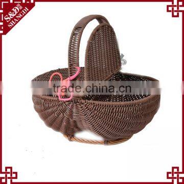 S.D Washing Plastic Rattan Fruit and Gift Basket With Single Handle