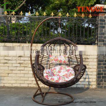 TG-16009 New season wide round rattan swing brown wicker hanging chair