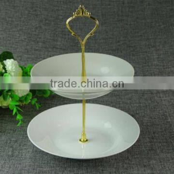 stocks white two tier ceramic cake serving plate cake plates