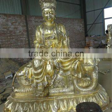 Brass Sitting Buddha Statue on Elephant Statue photo-3
