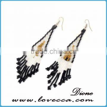 Unique jewelry multi color beaded tassel long earrings for wedding