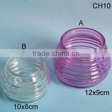 colorful round glass candle holder with spiricle design