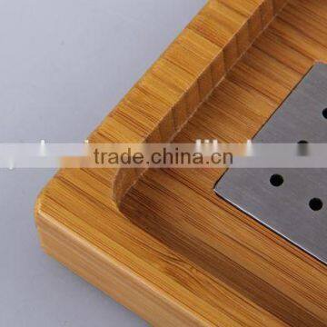 Square Bamboo and Stainless Steel Soap Dishes photo-2