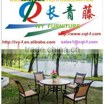 factory leisure mental table and sling chair/bistro garden dining chair and table garden set in China