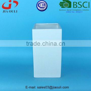 Dehua Porcelain Hot Sales Ceramic Tall Square Vase, Ceramic Vase in White photo-2