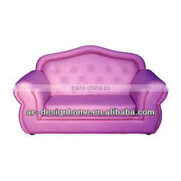 LILAC PU/WOODEN KID TWO SEATS CHESTERFIELD SOFA