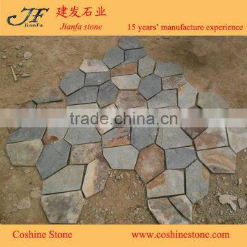 Hot Sales Crazy Paving Rust Color Slate Interior Flagstone Floors photo-3