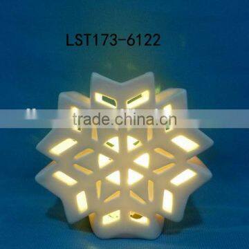 White Bisque Ceramic Christmas Tree Ornaments Wiht Led Light photo-4