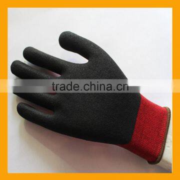 Black Sandy Finish Nylon Nitrile Working Gloves