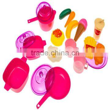 Wholesale funny plastic mini food toy & dishes set Pots, Pans, Plates, Eggs, Dessert, Meat, Pantry, Cookware, Utensils, Tray