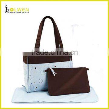 Microfiber Brown Blue Diaper Bag
